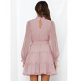 thumbnail image 3 of Vestido de mujer suave, cintura alta, manga larga, volantes, transpirable, vestido de moda con pretina, 3 of 5