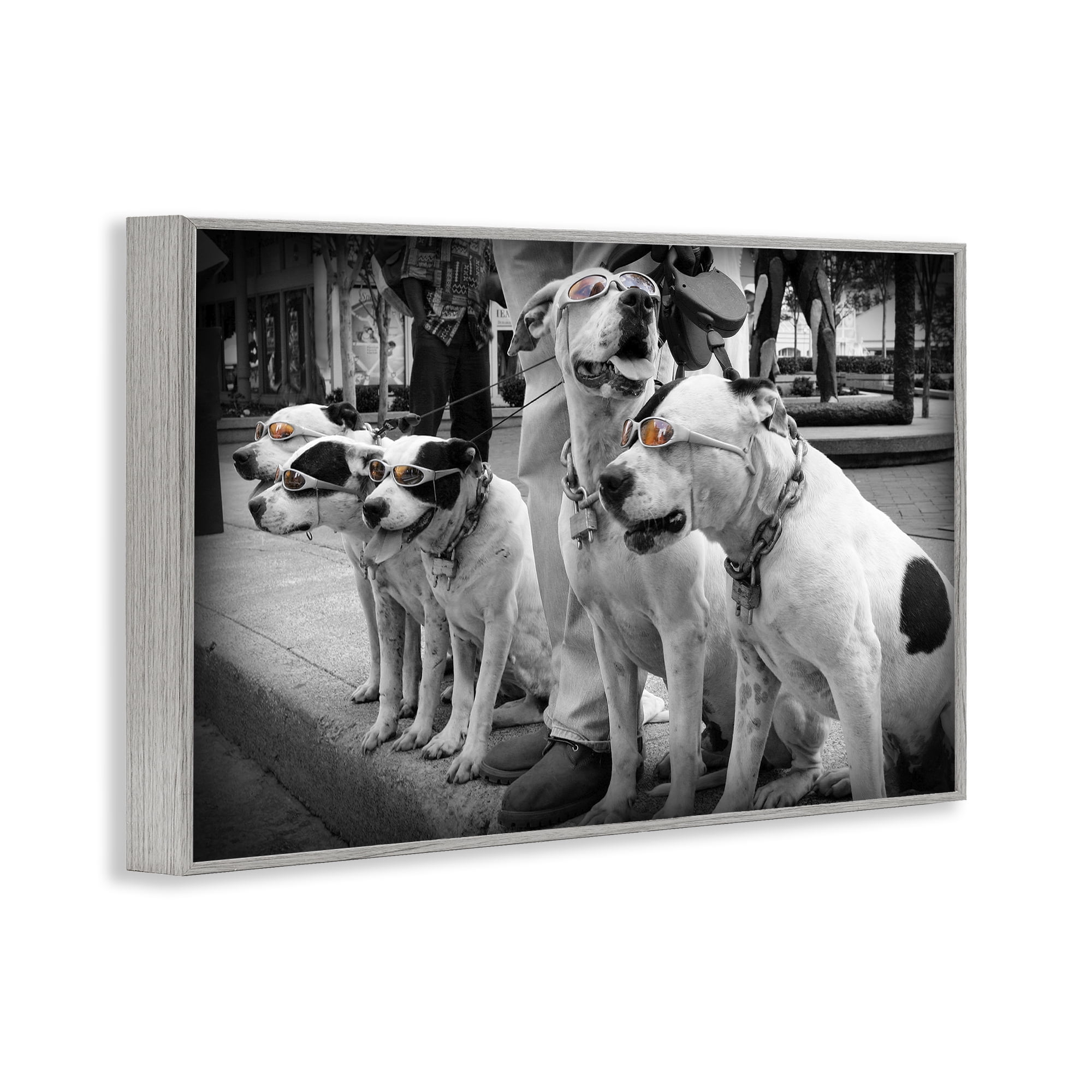 Stupell Industries Afternoon Stroll Pups Gray Framed Giclee Art, design by Scott Henderson