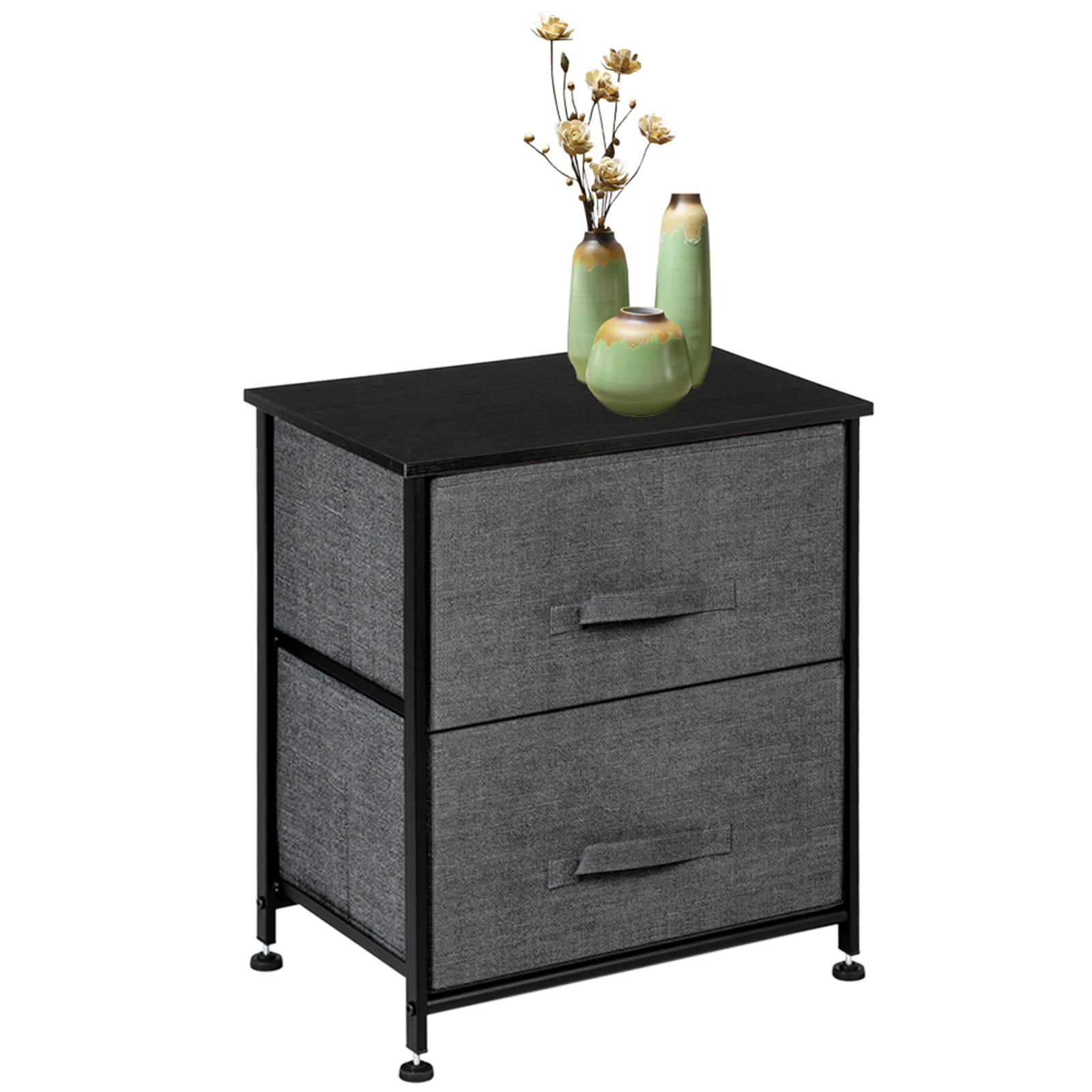 Kepooman Modern End Side Table with Metal Frame & 2 Drawers, Bedroom Storage Nightstand for Living Room Hallway Entryway, Grey Kepooman Modern End Side Table with Metal Frame & 2 Drawers, Bedroom Storage Nightstand for Living Room Hallway Entryway, Grey