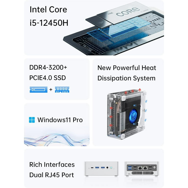 MINISFORUM Venus Series NAB5 Mini PC, 12th Gen Core i5-12450H Micro Compter, 32G DDR4+512G PCIe4.0 SSD, 2X HDMI+2X USB-C 4K@60Hz Output, 2X 2.5G RJ45 MINISFORUM Venus Series NAB5 Mini PC, 12th Gen Core i5-12450H Micro Compter, 32G DDR4+512G PCIe4.0 SSD, 2X HDMI+2X USB-C 4K@60Hz Output, 2X 2.5G RJ45