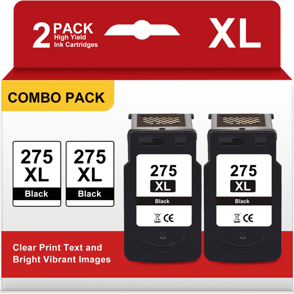 275XL Black Ink Cartridges for Canon 275 PG-275 Black Ink for Canon Ink 275 XL for Canon Pixma TS3722 TR4722 Printers (2 Black)