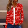 thumbnail image 2 of Women's Fashion Christmas Print Casual Zip-Up Long-Sleeve Hooded Jacket, for Outdoor Activities and Daily Use,Red,L, 2 of 6