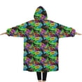 thumbnail image 2 of Oversized Wearable Blanket Hoodie,Colorful Controllers Games Icons Green Pattern Sherpa Blanket Hoodie with Super Pockets,Super Warm Fuzzy Pullover for Women & Men, 2 of 6