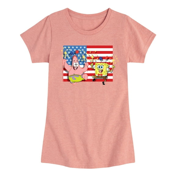 SpongeBob SquarePants -  Patrick Sparkers Flag - Toddler & Youth Girls Short Sleeve Graphic T-Shirt