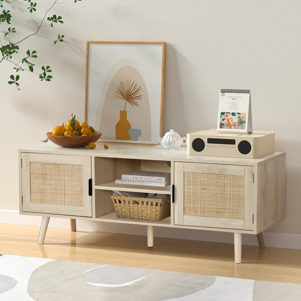 Eumyviv Farmhouse TV Stands for 55 Inch TV,Wood Media