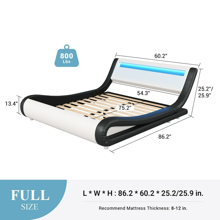 Sifurni Full size Wave-Like Curve Deluxe Upholstered Modern Bed