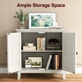 thumbnail image 4 of Storage Cabinet, Kitchen Sideboard Cabinet with Rattan Decor Doors, Accent Buffet Cabinet with Adjustable Storage Shelf, Wood Cabinet Organizer for Hallway, Dining Room, Living Room, White, 4 of 19