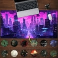 thumbnail image 2 of Cyberpunk Neon Purple City Gaming Desk Mouse Pad XL Pink Extended Mouse Pad Gaming, Keyboard Pc Office Laptop Mousepad Large, 31.5x15.8 in with Stitched Eges Non-Slip Base Mouse Pads, 2 of 6