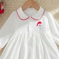 thumbnail image 6 of mgoYE Toddler Infant Baby Girl Christmas Outfit Doll Collar Embroidery Smocked Dress Fall Xmas Outfit(White,18-24 Months), 6 of 7