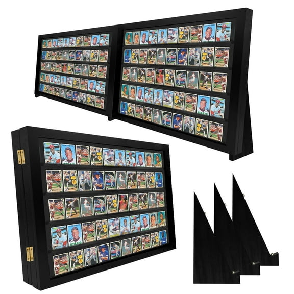 PENNZONI Full Table Top Display Case w/ Stand, Acrylic Baseball Card Show, Cherry
