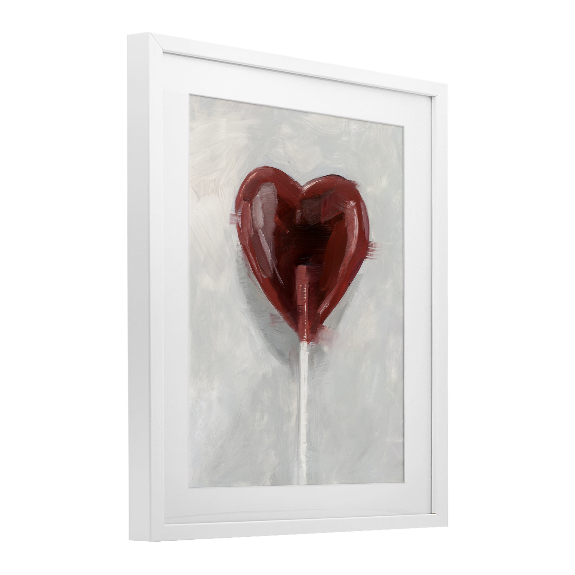 Stupell Industries Heart Shaped Lollipop White Framed Print Under Glass, design by Ethan Harper
