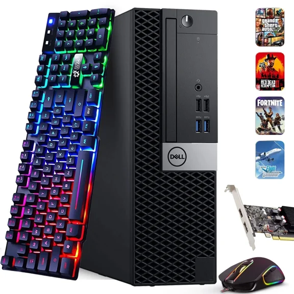 Restored Dell 3070 SFF Gaming PC | i5-8th Gen Processor | Nvidia GT 1030 GPU | 16GB DDR4 RAM | 256GB SSD 1TB HDD | WiFi  Gaming Keyboard & Mouse | Windows 11 Pro Gaming PC Bundle (Refurbished)
