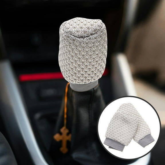 IBASETOY 1Set Gear Shifter Protective Cover Grey Stylish Handbrake and Shift Knob Set