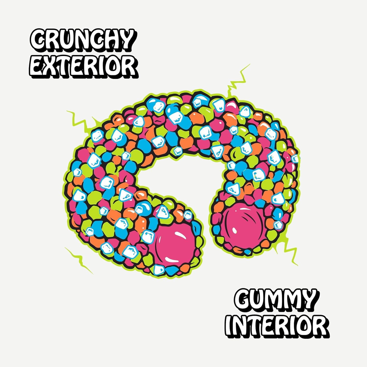 Rotten Spicy Sour Gummy Cruncheez- Low Sugar, Low Calorie, 7g Gut-Friendly Prebiotic Fiber and 3g Protein, Gluten Free Candy - 1.8 oz - 8-Pack