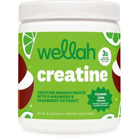 Wellah Creatine For Women (Coconut Lime) 50 Servings - Creatine Monohydrate with D-Mannose & Cranberry Extract