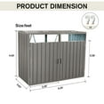 thumbnail image 6 of Metal Outdoor Garbage Can Storage Shed for 2 Trash Cans, Metal Garbage Enclosure with Spring-Assisted Doors  for Patio, Backyard, Gray, 6 of 9