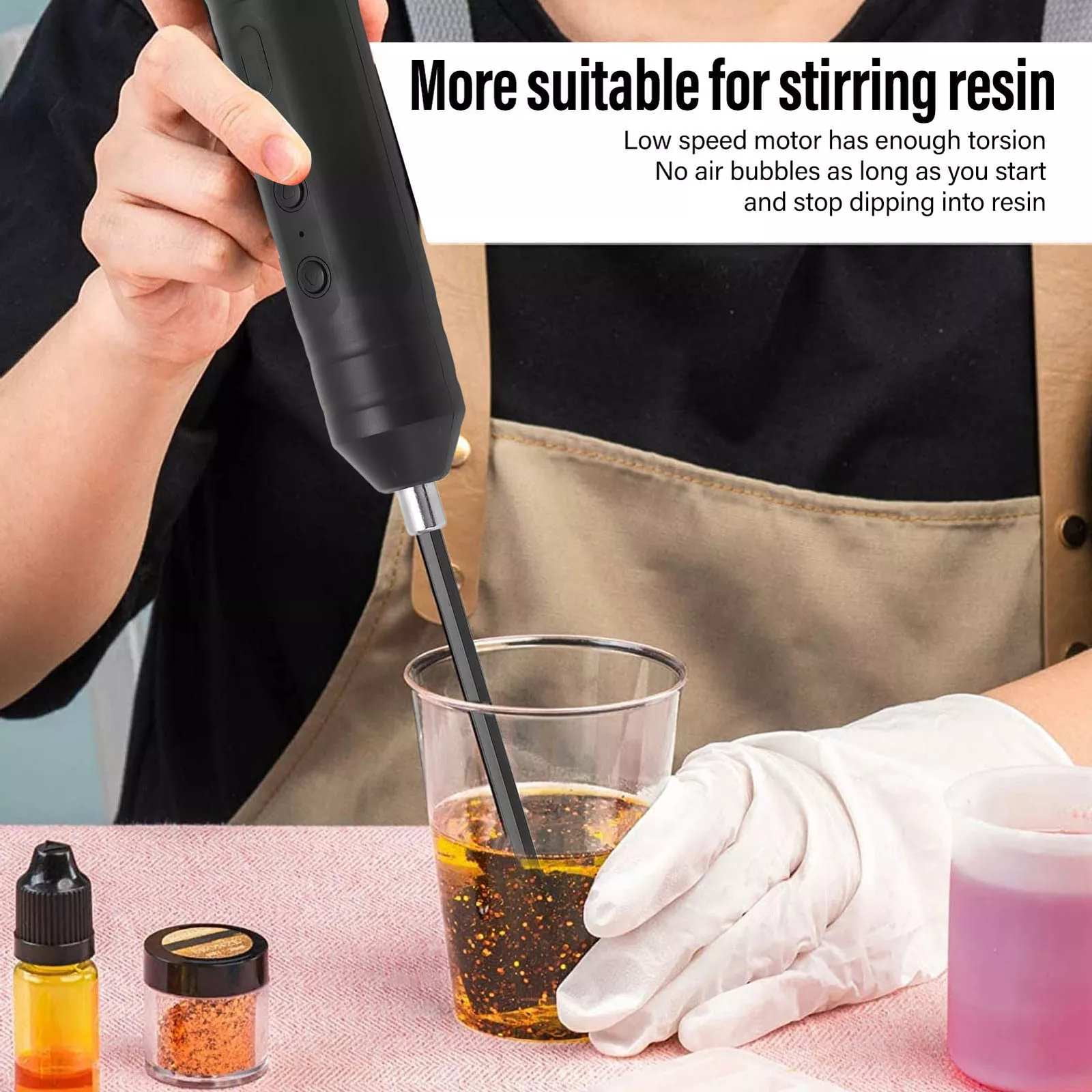 Rechargeable Epoxy Resin Blender for Handmade Arts, Easy-Clean Paddle, Long Battery Life