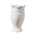 thumbnail image 4 of Jarrón de cerámica blanca con relieve minimalista, moderno y decorativo, con boca ondulada, para oficina, estante, mesa de comedor, centro de mesa., 4 of 8