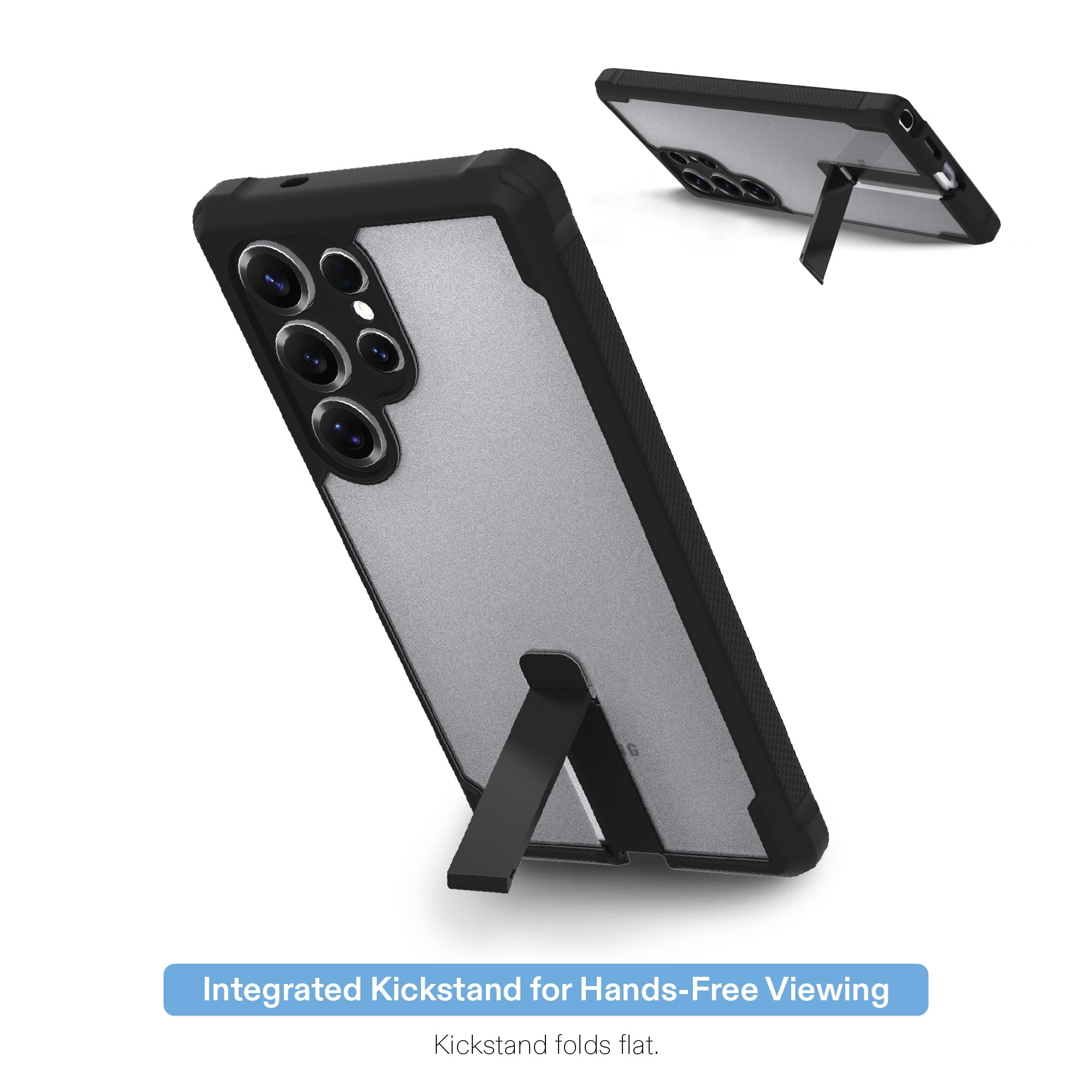onn Dual-Layer Phone Case with Kickstand for Samsung Galaxy S25 Ultra - Black/Clear