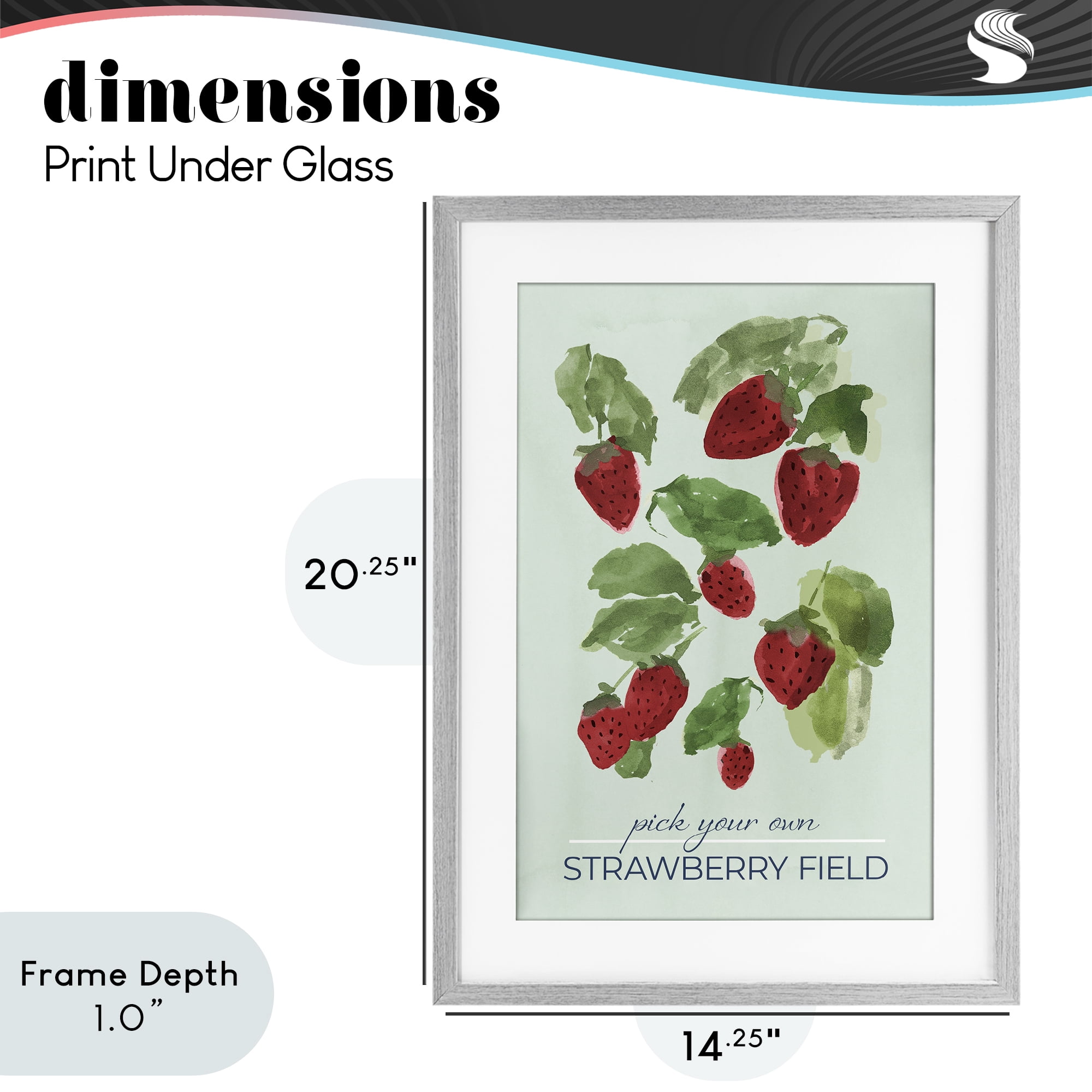 Stupell Industries Strawberry Field Pick Your Own Gray Framed Print Under Glass, design by Lucille Price