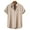 Beige, variant on ZVNAΖH Mens Button Down Short Sleeve Shirts Summer Casual Stand Up Collar Shirts Comfy Solid Classic Pocket Shirts