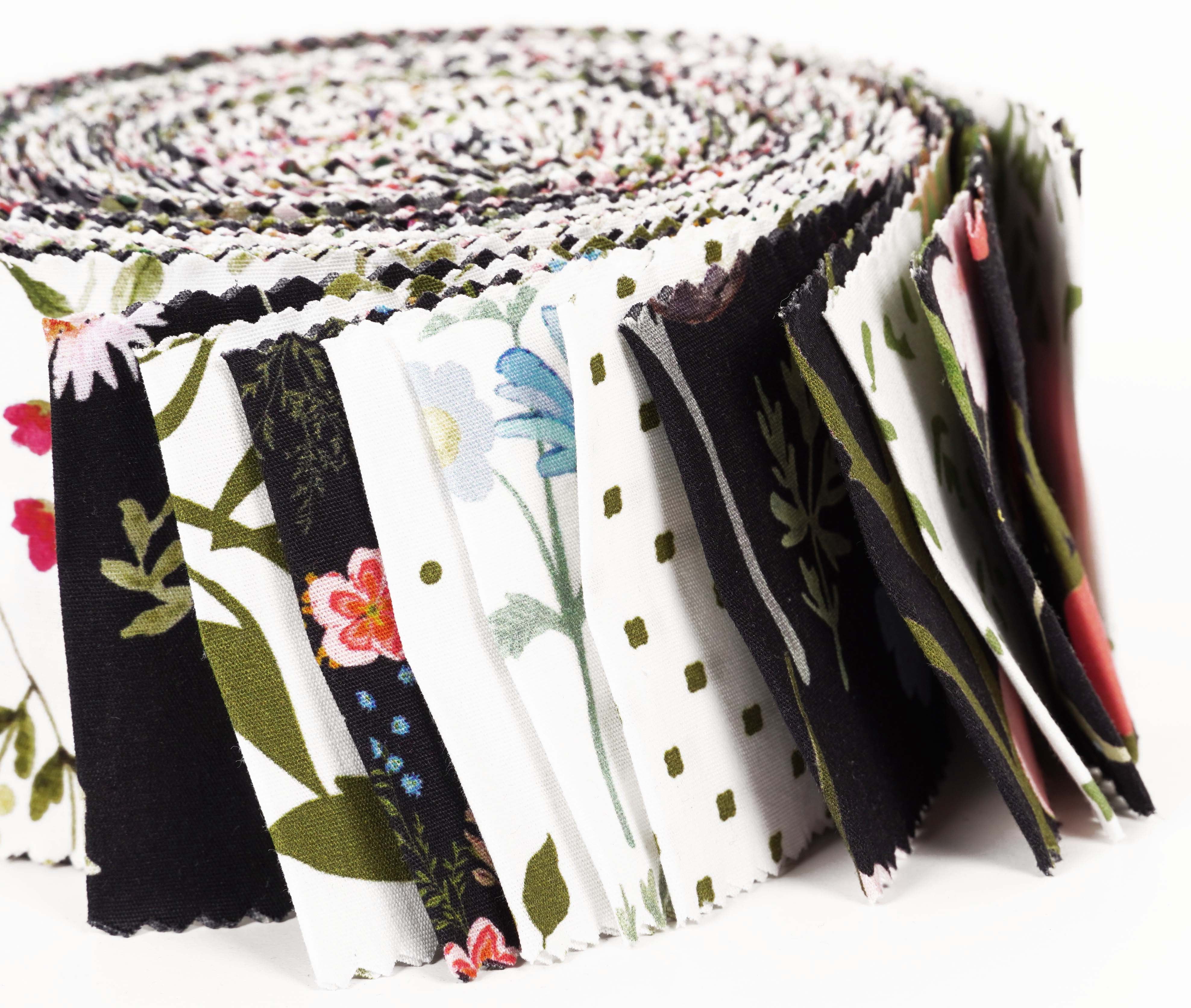 Soimoi 40Pcs Floral Print Cotton Precut Fabrics For Quilting Craft Strips 2.5x42inches Jelly Roll - Multicolor