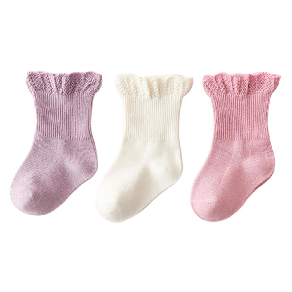 Baby & Girls Socks Soft Breathable Cotton Rich Cute Frilly Lace In 3 & 6 Bundle 