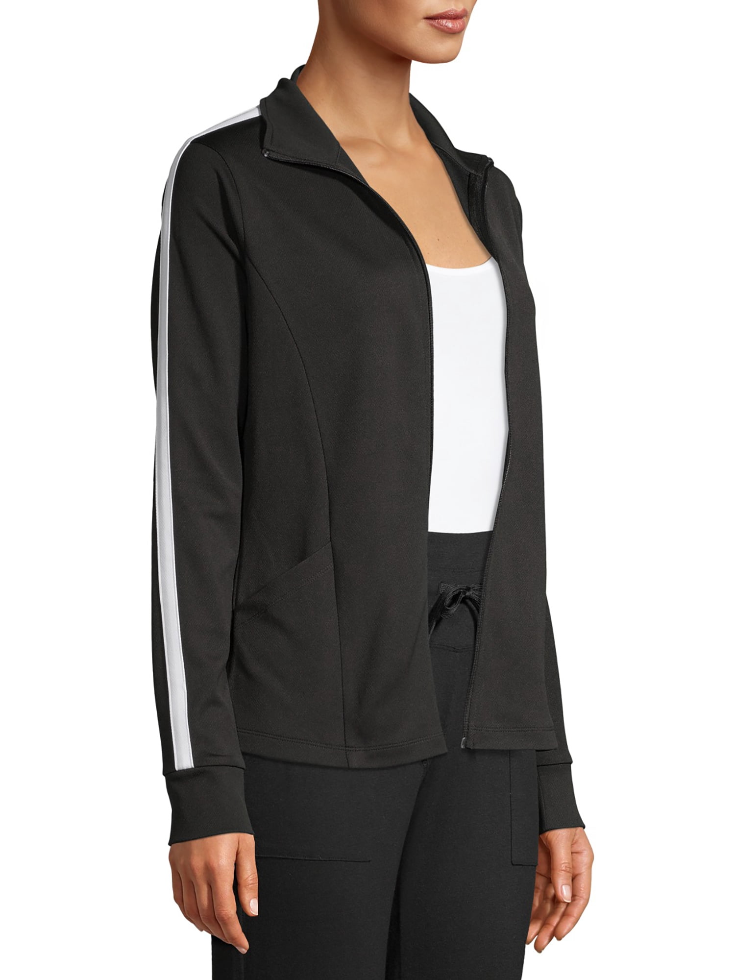 Athletic Works Women's Athleisure Track Jacket with Contrast Stripes