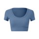 thumbnail image 3 of Gibobby Camisetas de verano para mujer Ropa yoga manga corta para mujer Nude Sense Fitness Camiseta para correr con exposición del ombligo(Azul celeste,G), 3 of 4