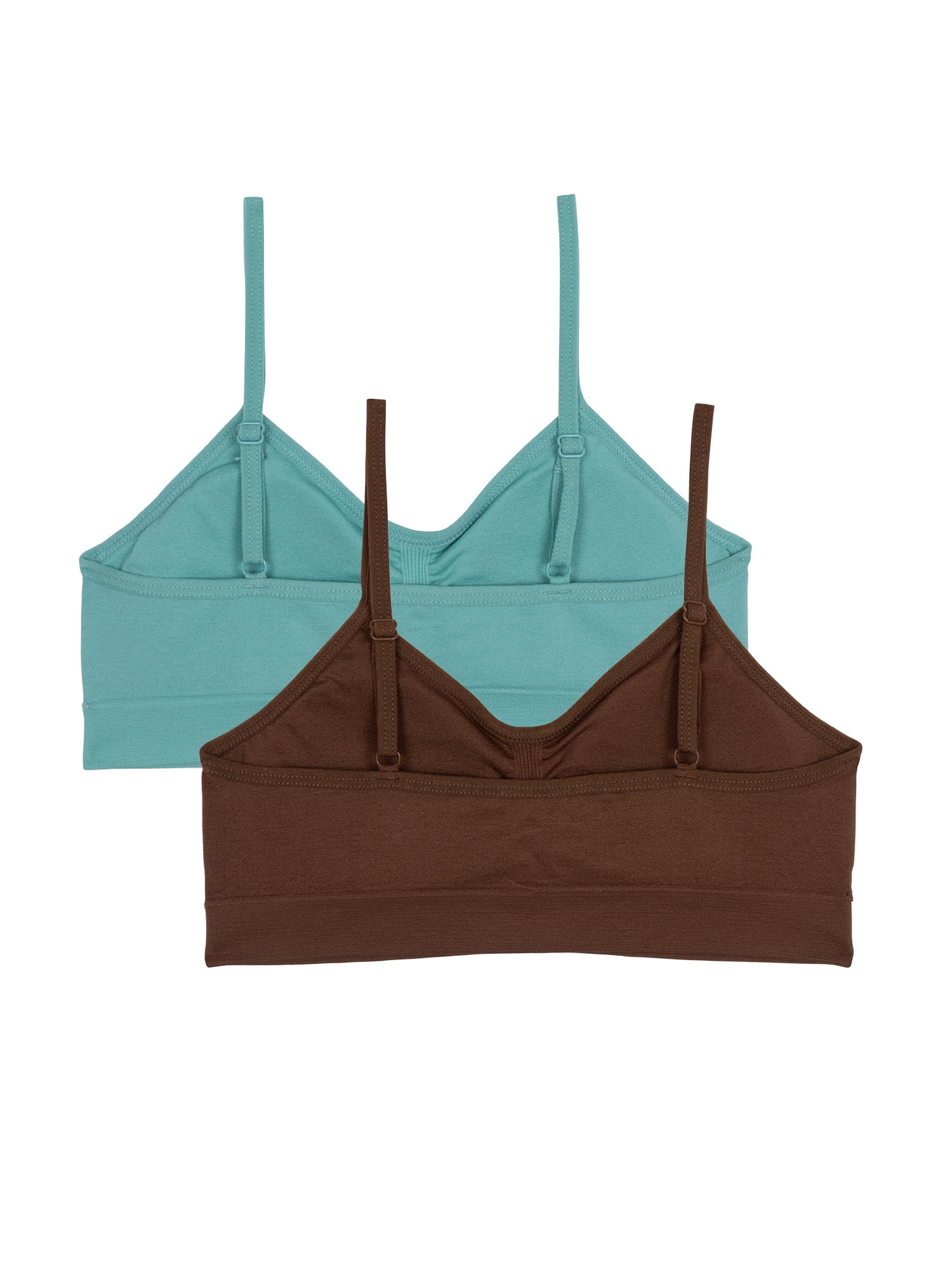 Wonder Nation Girls' Seamless Ruched Recycled Bra, 2-Pack, Sizes XS-2XL