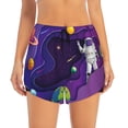 thumbnail image 2 of Vsdgher Astronaut Print Women's Running Double Layer Shorts High Waisted with Pockets Elastic Yoga Workout Athletic Gym Sports, 2 of 8