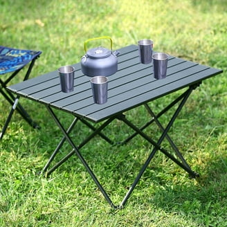 backpack folding mini metal table Outplea Small Camping Table, Low Portable Beach Tables, Green resistant easy to clean can put your stove on Sturdy joints and connectors plus anti Villey Portable Camping Side Table,