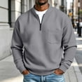 thumbnail image 2 of Zynoxe Sweatshirt for Men Comfort Waffle Knit Long Sleeve Pullover Top Fashion Half-Zip Henley Sweatshirt Versatile Solid Color Fall Sweatshirt with Chest Pocket & Elastic Cuffs Hem S, 2 of 10