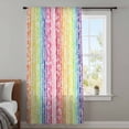 thumbnail image 3 of Dandelion Semi Sheer Curtains Drapes for Living Room, Bedroom, French Doors Window 54 Inches Long, Rainbow Stripes Modern Minimalist Flowers Rod Pocket Chiffon Curtain Drapery Voile Draperies Panel, 3 of 8