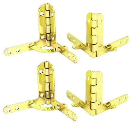 Uxcell Jewelry Wine Box Wooden Case Concealable Quadrant Hinge 43mmx39mm Gold Tone 4pcs