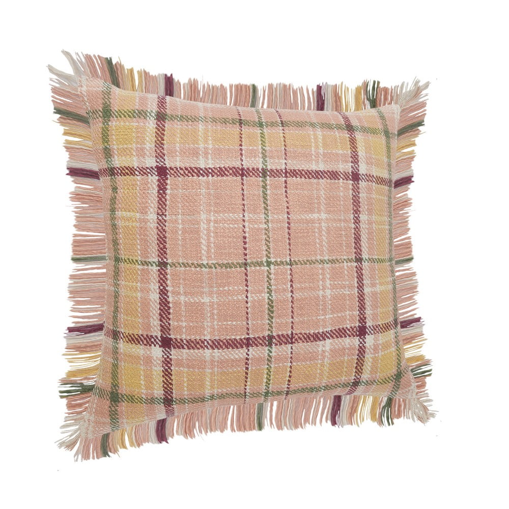Ox Bay 20" x 20" Pink/ Yellow Tartan/Plaid Organic Cotton Pillow Cover