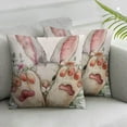 thumbnail image 2 of COMIO Happy Easter Pillow Covers Striped Hello Spring Floral Bunny Rabbit Eggs Decorative Farmhouse Throw Pillowcases for Home Sofa Couch Decoration &nbsp;2pc, 2 of 6