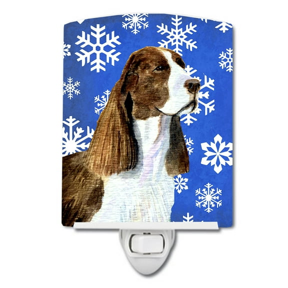 Springer Spaniel Snowflakes Holiday Ceramic Night Light