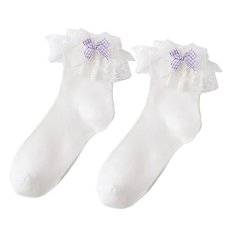 

Lolita Ruffle Lace Socks Short Hosiery Bow Socks Cotton Dress Socks for Women