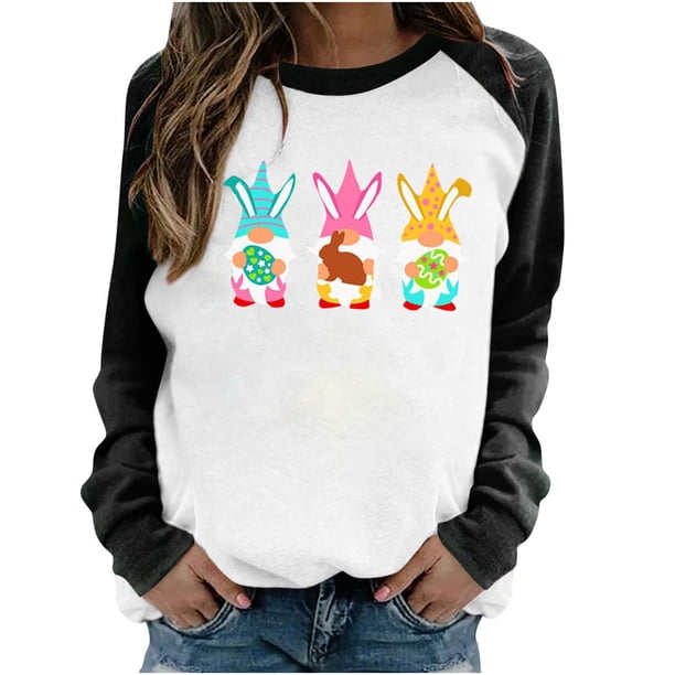 Sudaderas con capucha estampadas de manga larga informales para mujer a la moda de Pascua Fridja czfsfas1018