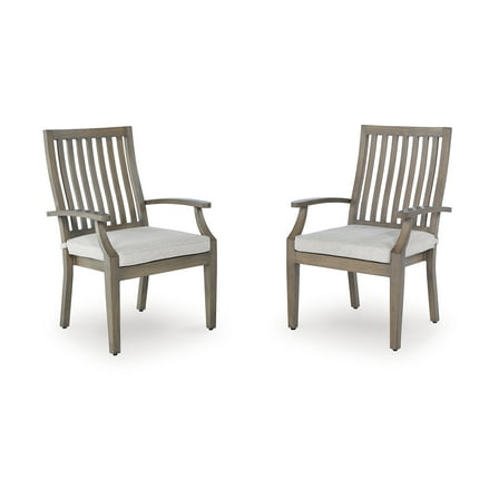 Signature Design by Ashley Rainier Ranch Rust and Fade Resistant Arm Chairs With All-Weather Cushion, Set of 2, Brown