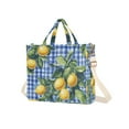 thumbnail image 7 of FORMRS Womens Corduroy Tote Bag Crossbody Shoulder Handbag with Pocket, Green Lemon Plaid, 7 of 7