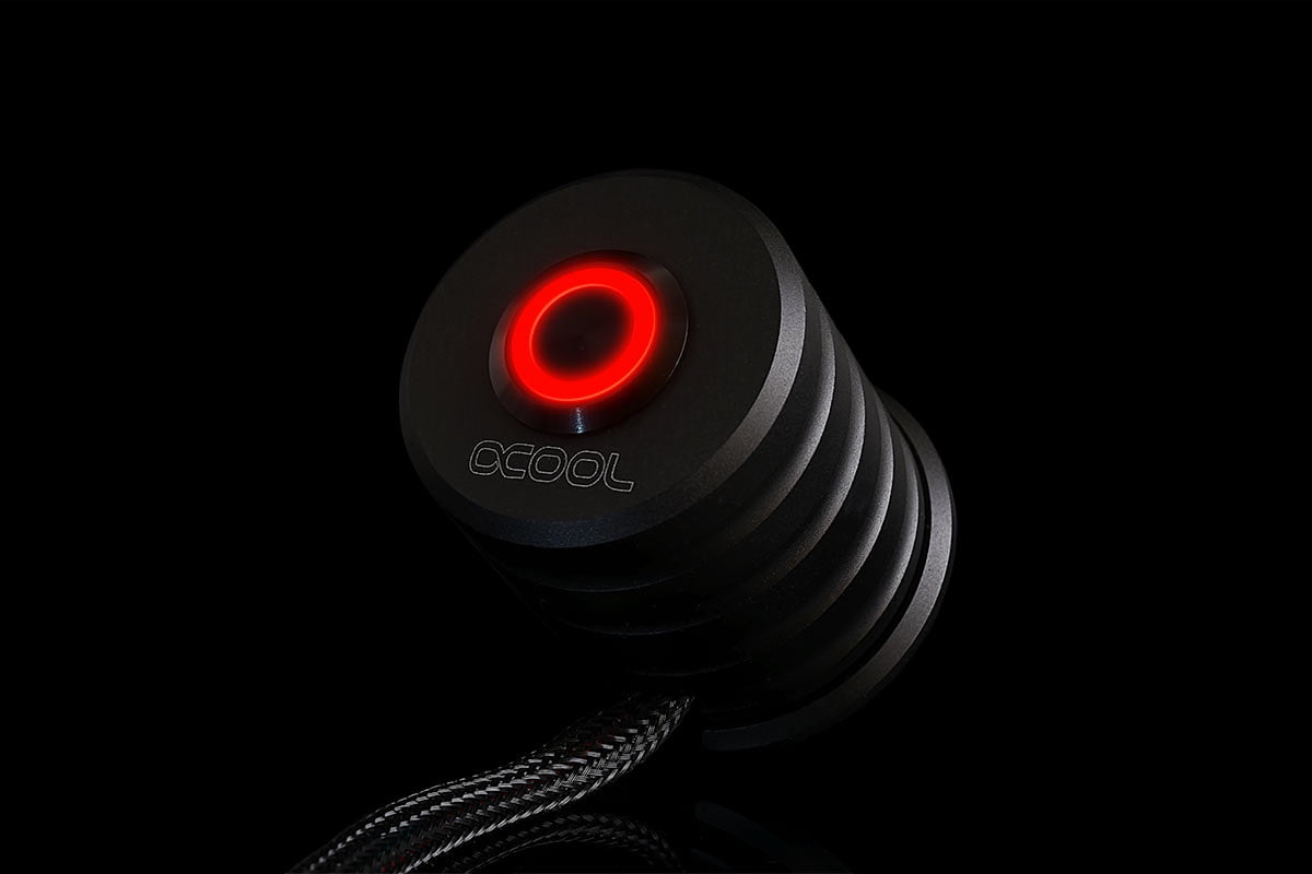 Alphacool Powerbutton - Push-Button 19mm - Red Lighting - Deep Black (17434)