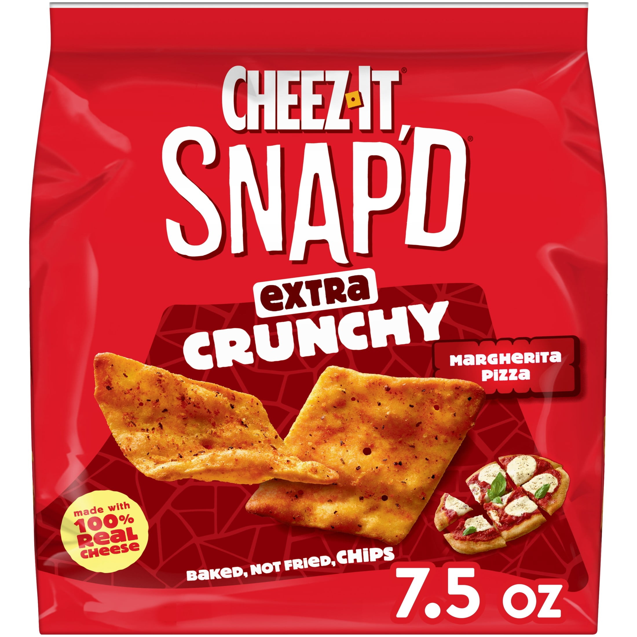 (6 pack) Cheez-It Snap'd Margherita Pizza Cheesy Baked Chips, Extra Crunchy, 7.5 oz