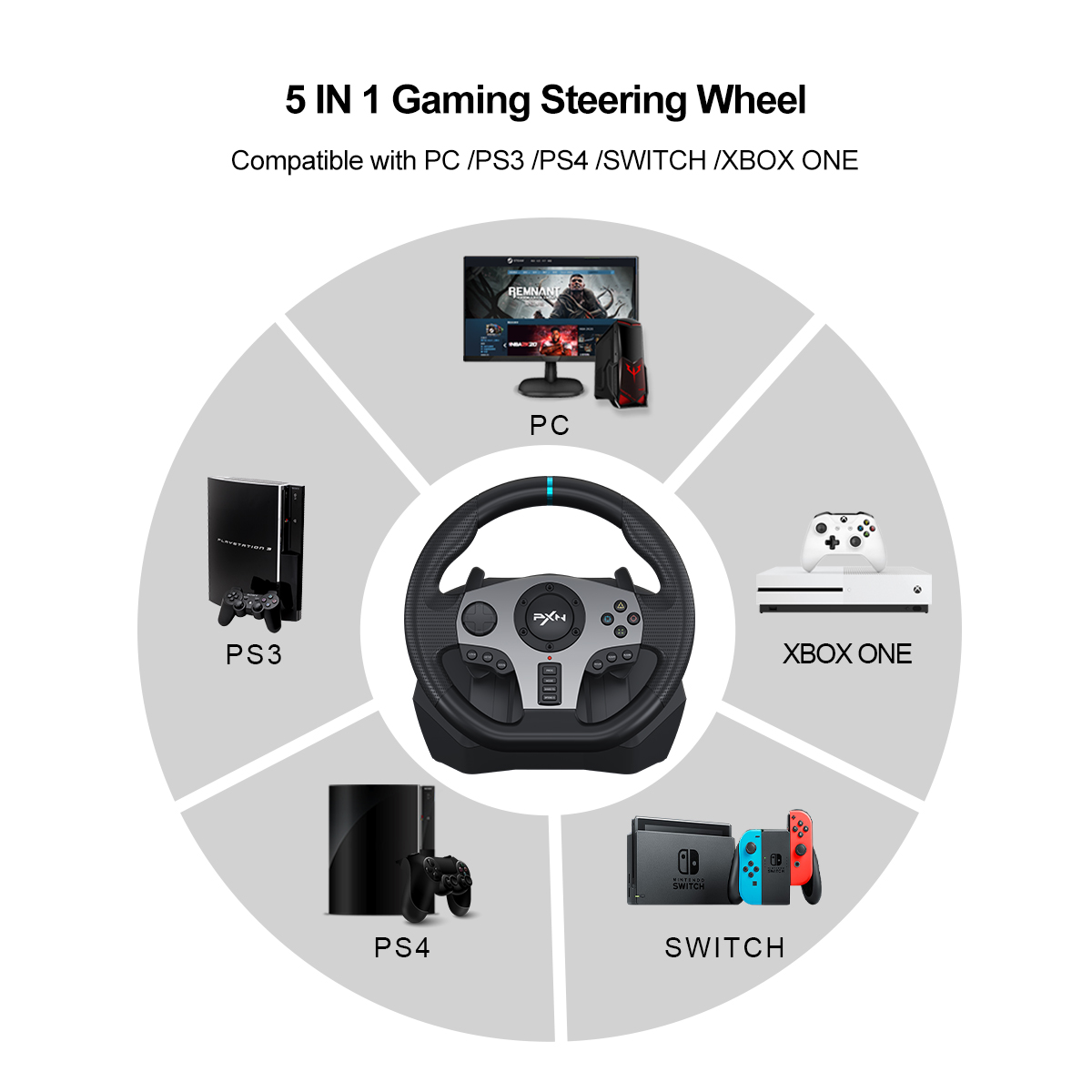 PXN V9 Xbox Steering Wheel, 270/900°Gameing Racing Wheels with 3-Pedals and Shifter  Bundle for Xbox Series X|S, PS4, PC, Xbox One, Nintendo Switch