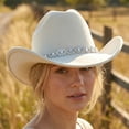 thumbnail image 3 of RUINIXCW Cowboy Cowgirl Hat For Women Men Western Hats Rhinestone Cowboy Hat Wide Brim Cow Girl Rodeo Hat Felt Jazz Cap For Rodeo Party, 3 of 8