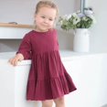 thumbnail image 4 of Robe pour Petites Filles 2-6 Ans Confortable et Respirante en Coton Robe Unie à Volants Automne Hiver, 4 of 7