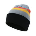 thumbnail image 3 of TOPTIE Bonnet Tricoté à Rayures Multicolores Hiver Doux Unisexe Bonnet de Sport avec Pompon-Noir, 3 of 8