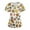 Beige, variant on Women's Plus Size Printed V-Neck Scrubs for Women Set with Pockets, Cheerful Animal & Floral Design Scrub Set for Medical Staff,Yellow M