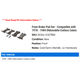 thumbnail image 2 of Front Brake Pad Set - Compatible with 1978 - 1984 Oldsmobile Cutlass Calais 1979 1980 1981 1982 1983, 2 of 2